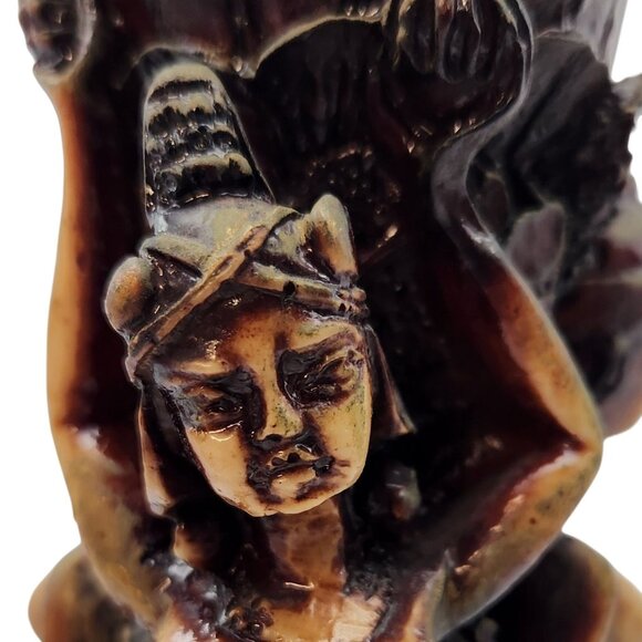 Vintage Fertility Goddess Resin Figurine 10" Snake Bird Dog Vase Candle Holder - Picture 5 of 8